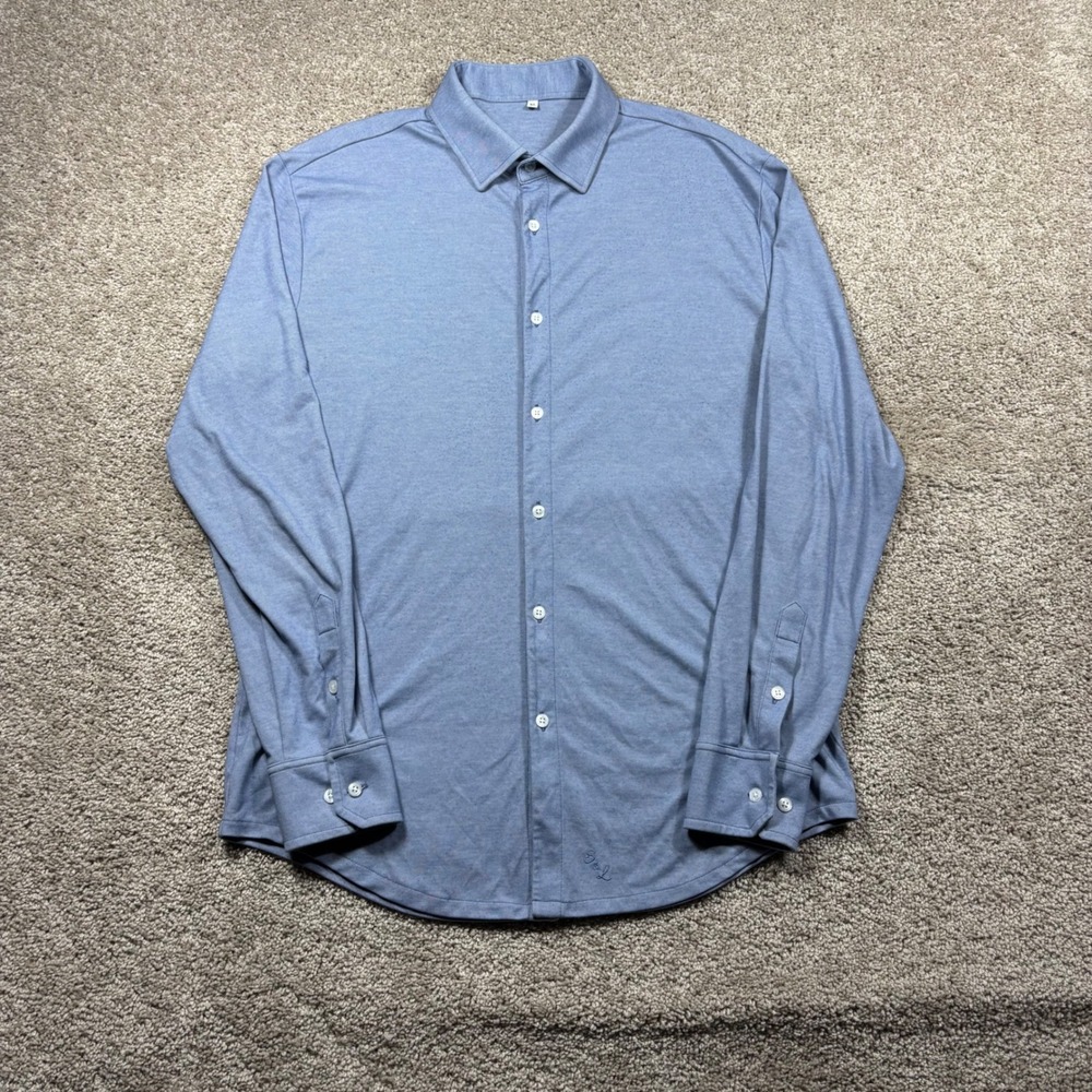 State and Liberty Mens XL Athletic Fit Dress Shirt Blue Long Sleeve Button Up